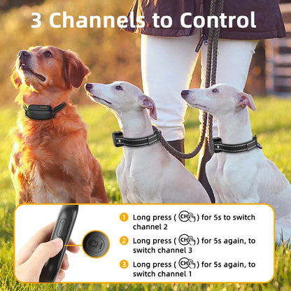 Electric Dog Training Collar Digital Rechargeable Remote Control IPX7 Waterproof Vibrator Pet Dog Bark Stop Shock Collar
